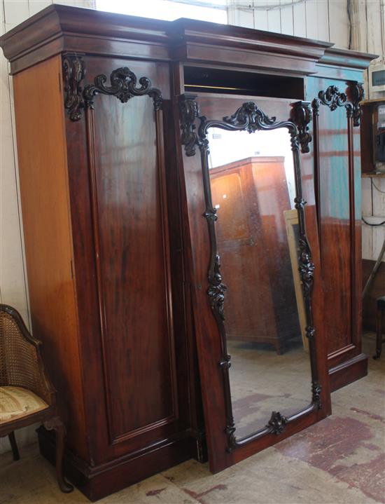 Large Victorian mahogany  breakfront wardrobe